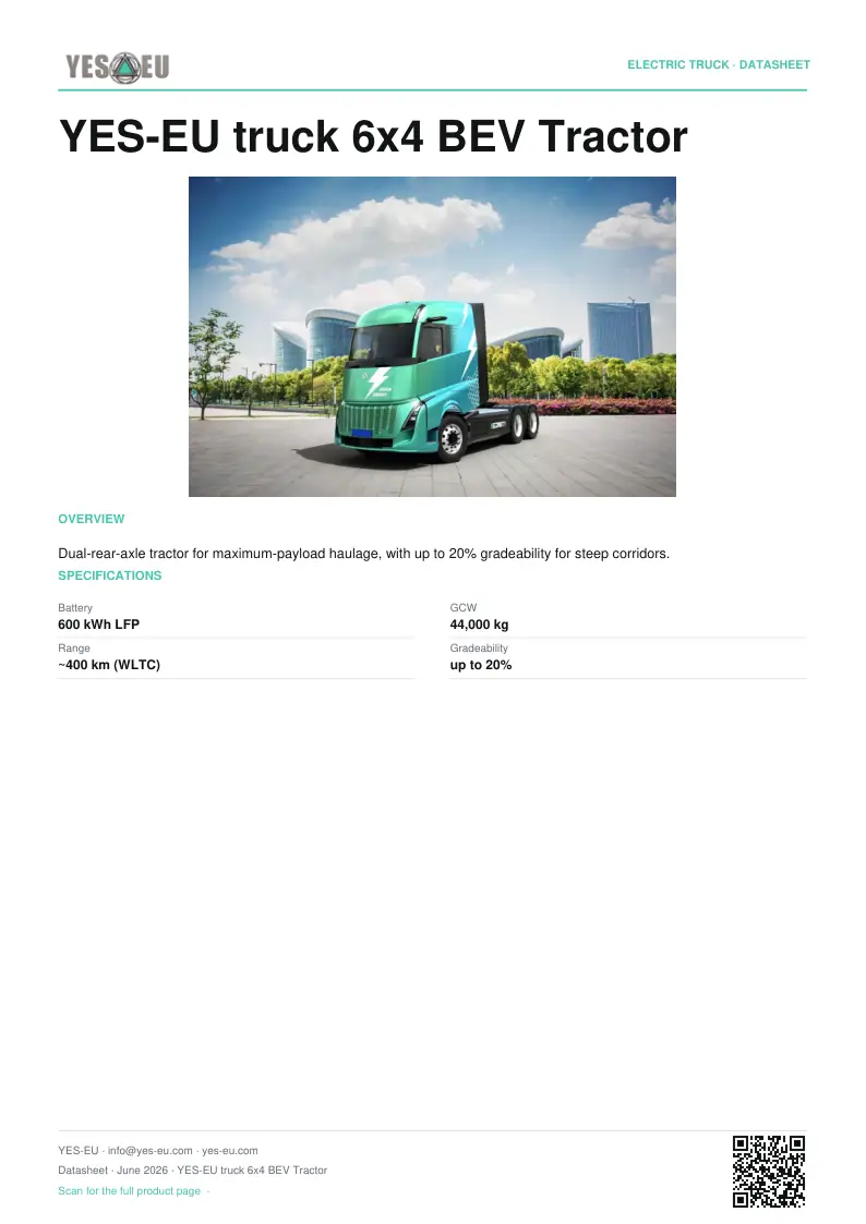 Preview of YES-EU truck 6x4 BEV Tractor datasheet (PDF)